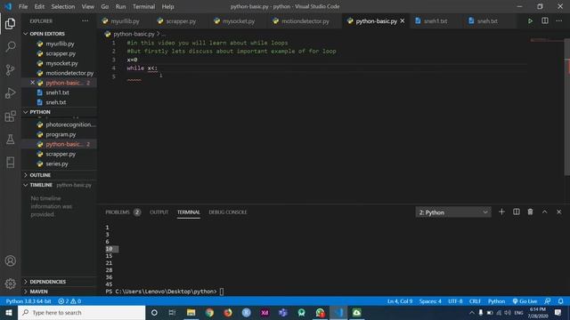 while loops | Learn Python From Scratch 2020(PART-8) смотреть онлайн