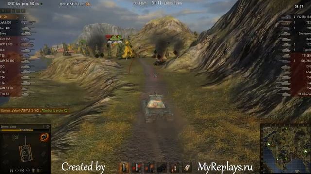 WOT: Fjords - E-100 - 10 frags - смотреть онлайн