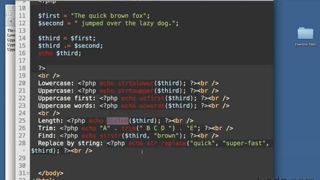 028 Функции строк (Lynda.com) Изучаем php смотреть онлайн