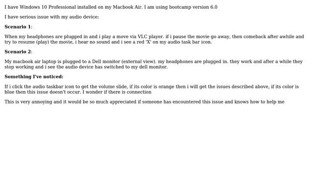 Apple: Windows 10 Professional, Macbook Air , Cirrus Logic On Bootcamp