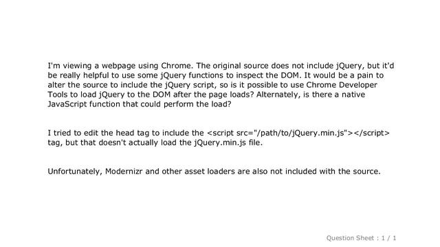 jQuery : Can I add a resource using Chrome Dev Tools? смотреть онлайн