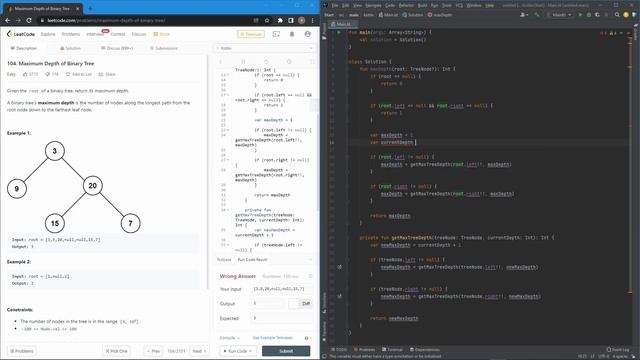 LeetCode Challenge 104 Kotlin: Maximum Depth of Binary Tree смотреть онлайн