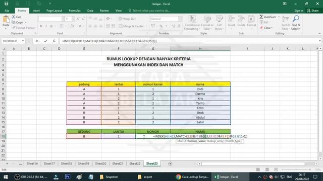 Rumus lookup dengan banyak kriteria menggunakan index dan match di microsoft excel CARA BELAJAR #04 смотреть онлайн