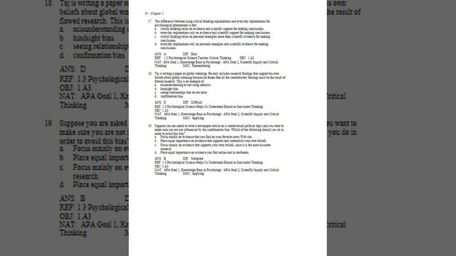 Test Bank For Psychological Science, 6th Edition, Michael Gazzaniga