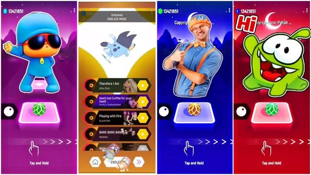Pocoyo Vs Blippi Vs Bluey Bingo Vs Om Nom - Tileshop EDM Rush Gameplay ?