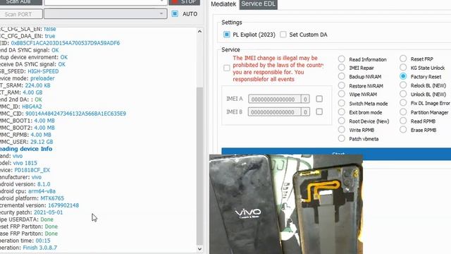 VIVO Y93 (1815) factory reset+Frp/ Сброс пинкода и гугл аккаунта/ DFTPro Tools смотреть онлайн