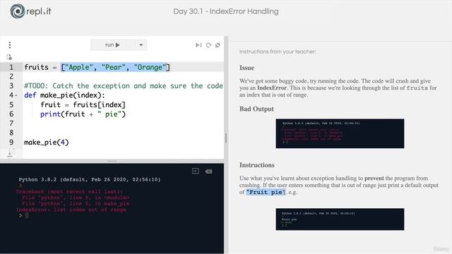 Day 30 - 272-Interactive Coding Exercise IndexError Handling смотреть онлайн