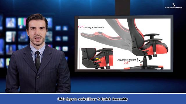 Ergonomic High Back Gaming Chair PU Belt Waist Pad, 360Degree Swivel, With Headrest & Lumbar Suppor смотреть онлайн