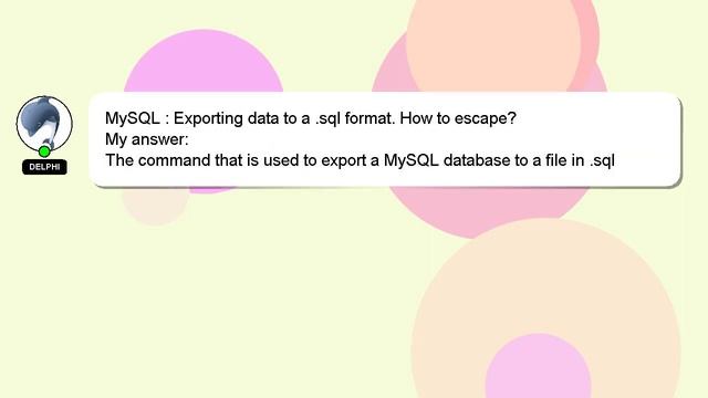 MySQL : Exporting data to a .sql format. How to escape? смотреть онлайн