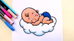Как нарисовать милого спящего малыша. Рисование для детей
