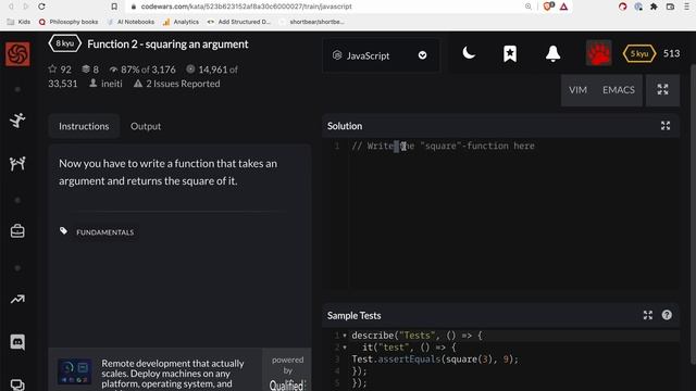 Codewars - Javascript - squaring an argument смотреть онлайн
