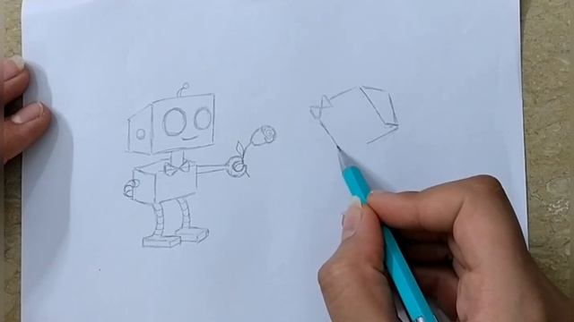 How to draw cute robot couple with pencil/cute robot couple sketch/cute pencil drawing tutorial смотреть онлайн