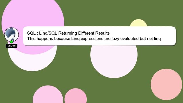 SQL : Linq/SQL Returning Different Results смотреть онлайн