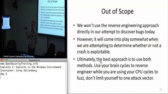 OpenSecurityTraining: Exploits 2: Exploitation in the Windows Environment (day 3, part 1) смотреть онлайн