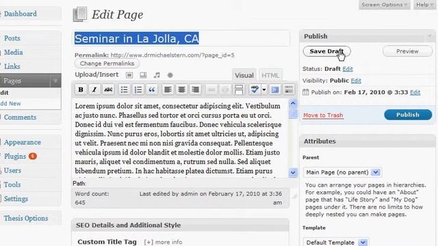 Introduction to Wordpress with the Thesis Framework installed смотреть онлайн