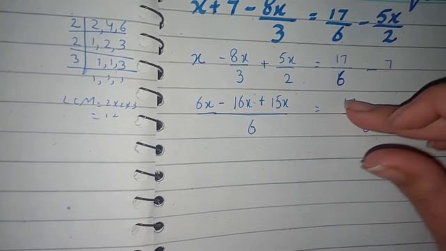 x+7-8x/3=17/6-5x/2 in hindi, Solve the linear equation x+7-8x/3=17/6-5x/2 in urdu смотреть онлайн