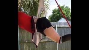 Hanging self wedgie in Backyard