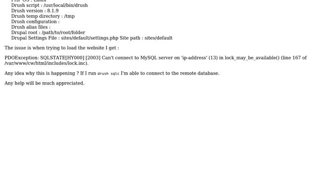 Drupal: PDOException: SQLSTATE[HY000] [2003] Can't connect to MySQL server (2 Solutions!!) смотреть онлайн