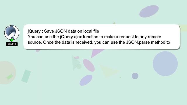 jQuery : Save JSON data on local file смотреть онлайн