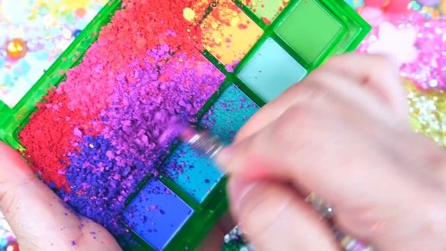 Rainbow Slime Mixing Makeup, Gliter Into Glossy Slime #ASMR #Satisfying #slimevideos #슬라임 #No169