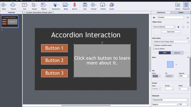 Building custom accordion interaction using multi-state objects in Adobe Captivate 9 смотреть онлайн