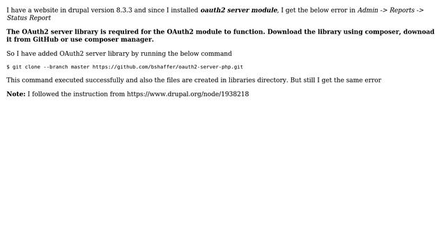 Drupal: Error: OAUTH2 SERVER LIBRARY Unavailable смотреть онлайн