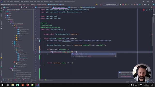 Microserviço em Java - Implementando regra de negócio para o recurso Paciente - PARTE 8 смотреть онлайн