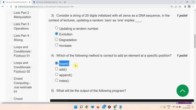 NPTEL The Joy of Computing using Python Assignment 3 Quiz Answers [July 2022] | Unique Jankari смотреть онлайн