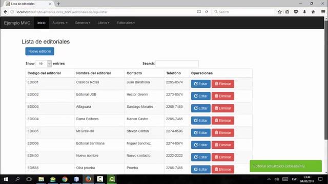 Ejemplo MVC en Java. Editoriales (ajustes finales) смотреть онлайн