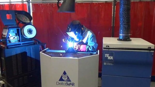 Вертикальная сварка на подъем сварочным аппаратом EVOSPARK EVOMIG 550