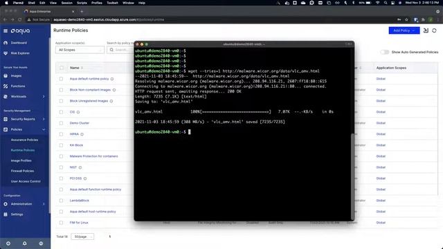 Aqua Security demo of anti-malware detection and protection in running workloads смотреть онлайн