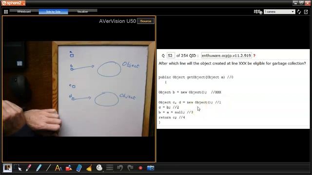 After which line will a given object be eligible for garbage collection? (enthuware.ocpjp.v11.2.919 смотреть онлайн