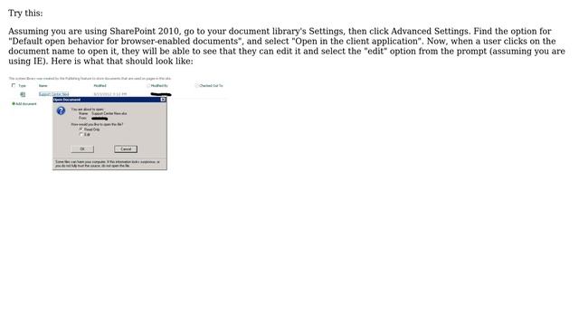 Sharepoint: Excel links open files as read-only mode. How to change this to edit mode? смотреть онлайн