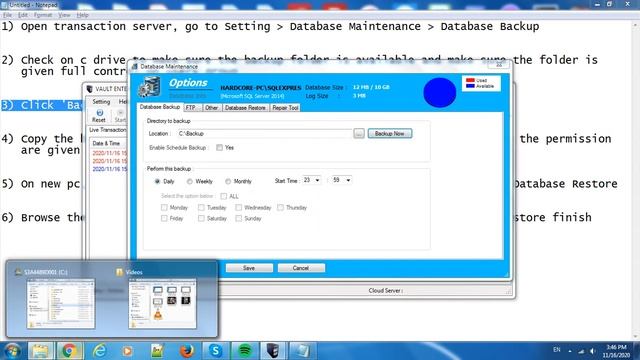 Vault Site Transaction Server Database Backup & Restore Tutorial смотреть онлайн