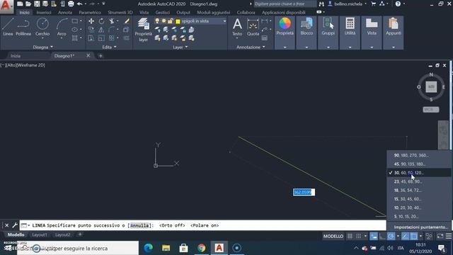 Autocad 6: (DISEGNA) LINEA obliqua con la modalità "puntamento polare" смотреть онлайн
