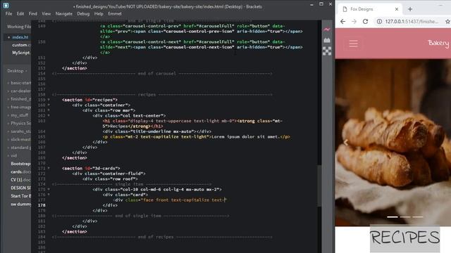 bootstrap 4 how to complete web site bakery recipes 3d section html смотреть онлайн