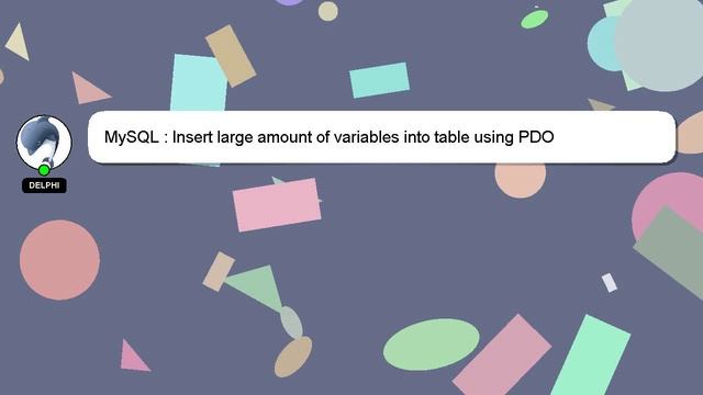 MySQL : Insert large amount of variables into table using PDO смотреть онлайн