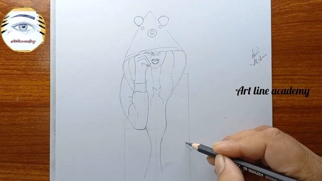 Hidden face drawing - Pencil sketch || How to draw a girl with winter cap || bir kız nasıl çizilir смотреть онлайн