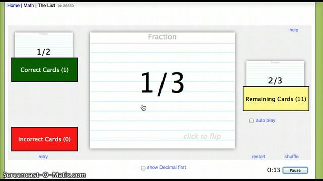 Fraction Card Game Screencast смотреть онлайн