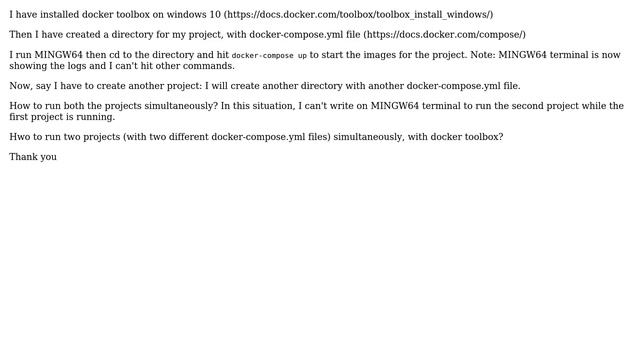 How to run more than one docker-compose simultaneously with docker toolbox? смотреть онлайн
