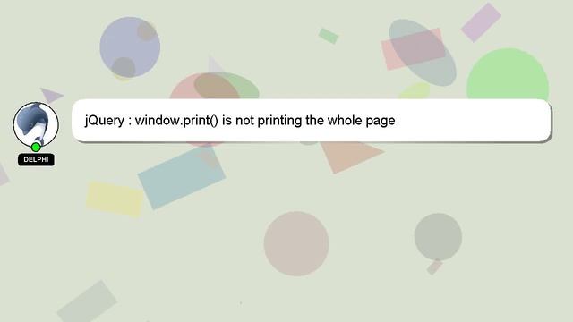 jQuery : window.print() is not printing the whole page смотреть онлайн