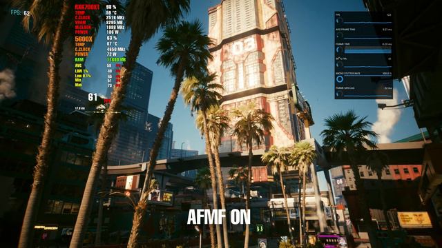 RX6700XT : FRAME GENERATION (AFMF) TEST In CYBERPUNK.