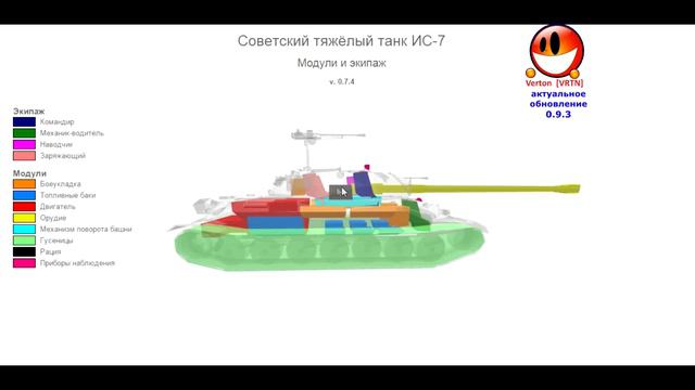 ИС 7 обнова 0.9.3 основные ТТХ, зоны пробития, расположение оборудования и экипажа смотреть онлайн