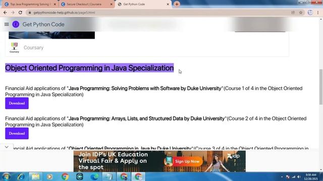 Financial Aid of Coursera Object Oriented Programming in Java Specialization(all 4 course with link смотреть онлайн