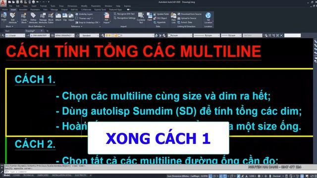[AUTOCAD] AUTOLISP TÍNH TỔNG CHIỀU DÀI MULTILINE смотреть онлайн