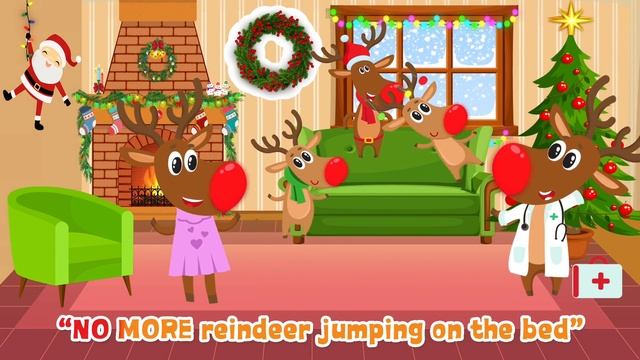 5 Little Reindeer Jumping on the Bed | Animated Christmas Nursery Rhymes & Kids Songs смотреть онлайн