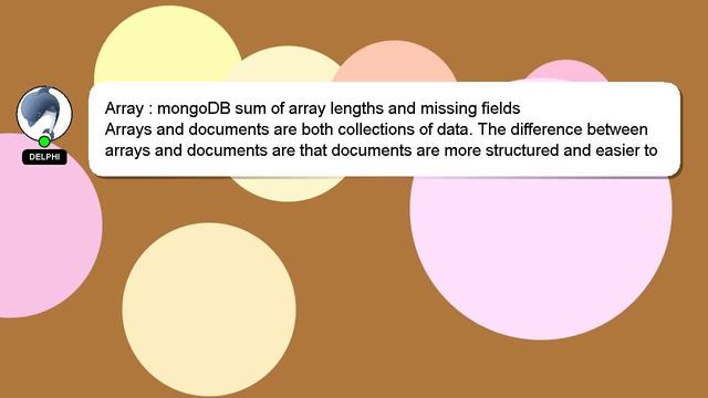 Array : mongoDB sum of array lengths and missing fields смотреть онлайн