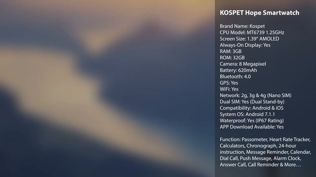 Kospet Hope Smartwatch | 3GB | 32GB | Dual SIM | Android & iOS смотреть онлайн