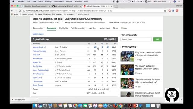 BeautifulSoup Complete Tutorial || Parsing HTML pages using BeautifulSoup || Cricket Analytics смотреть онлайн