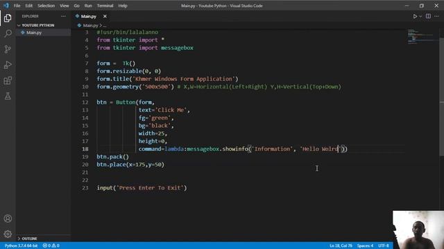 Cambodia (Khmer) Python Lesson 41 Windows Form Button смотреть онлайн